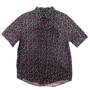 George Floral Red White and‎ Blue Short Sleeve Button Down